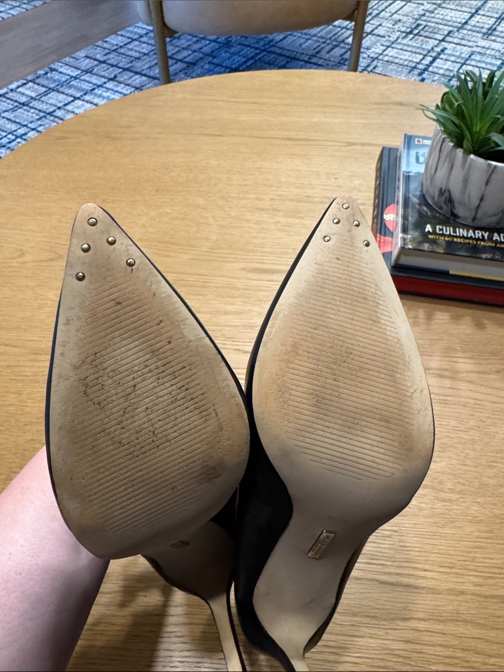 Louise et Cie Black Pointed-Toe Ankle-Strap Pumps with Gold Buckle - Picture 11 of 16